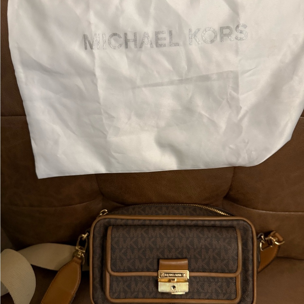 Michael Kors Brown and Tan Crossbody Bag